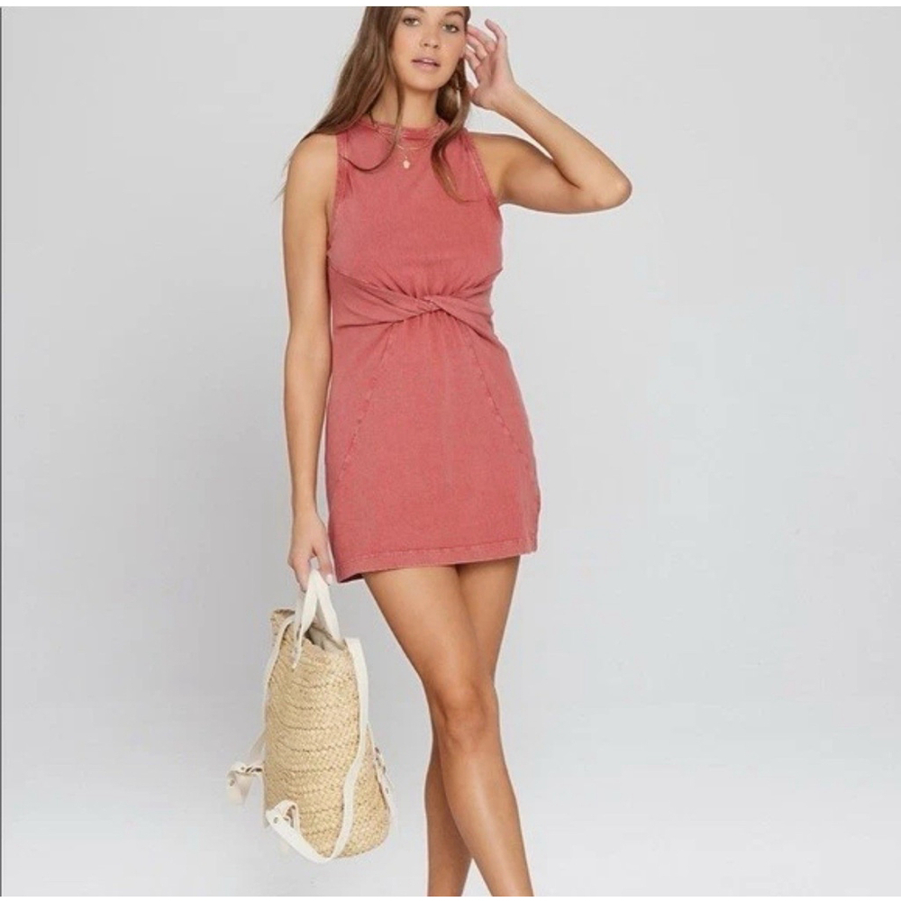 L*SPACE Seaview Knot Detail Cotton Minidress In Brick Twist Women’s Size Small